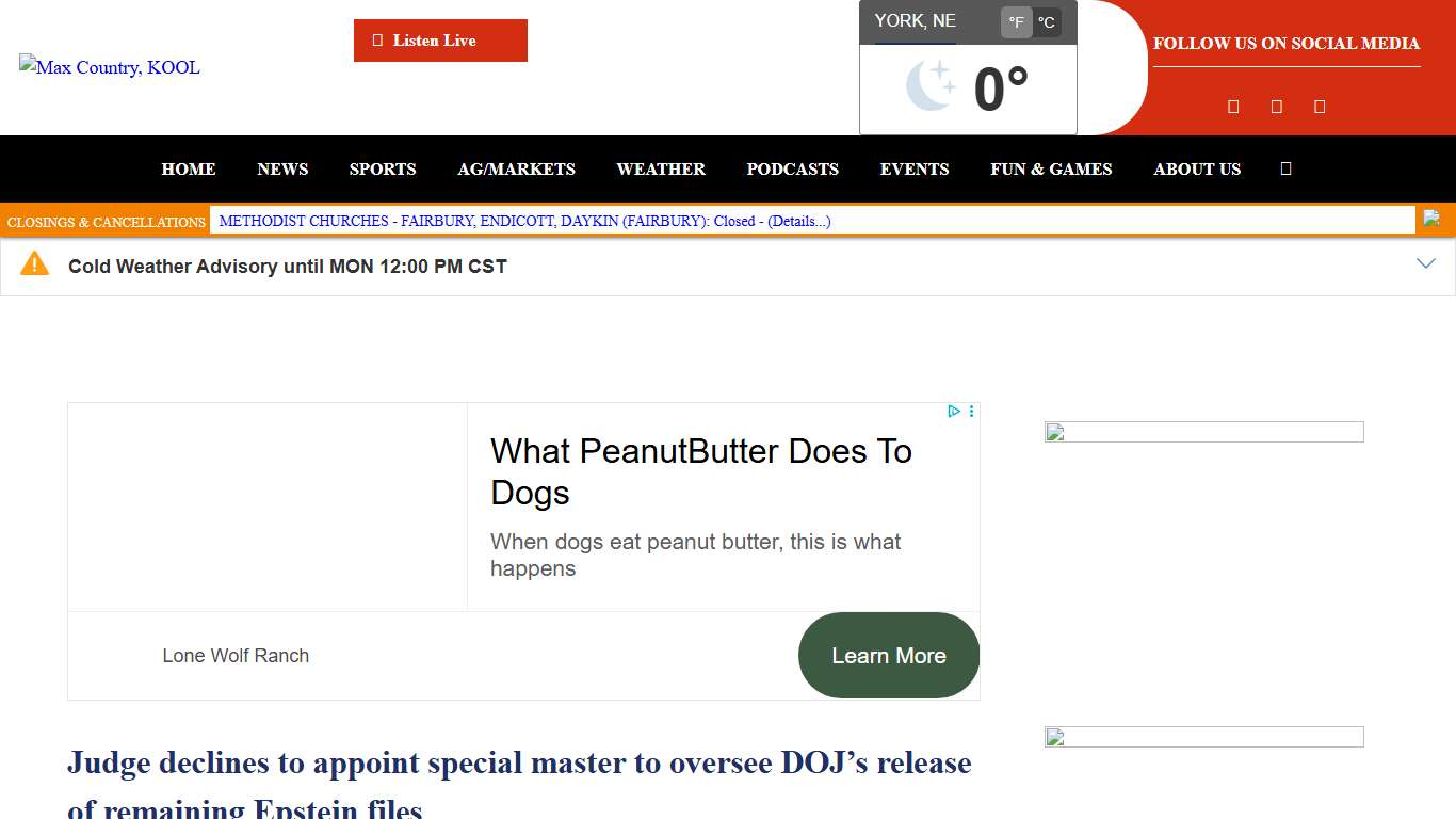 Judge declines to appoint special master to oversee DOJ’s release of remaining Epstein files - York’s Max Country 104.9